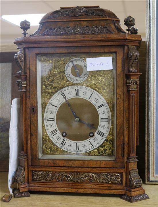 A Cenzkirch walnut cased mantel clock approx. height 40cm